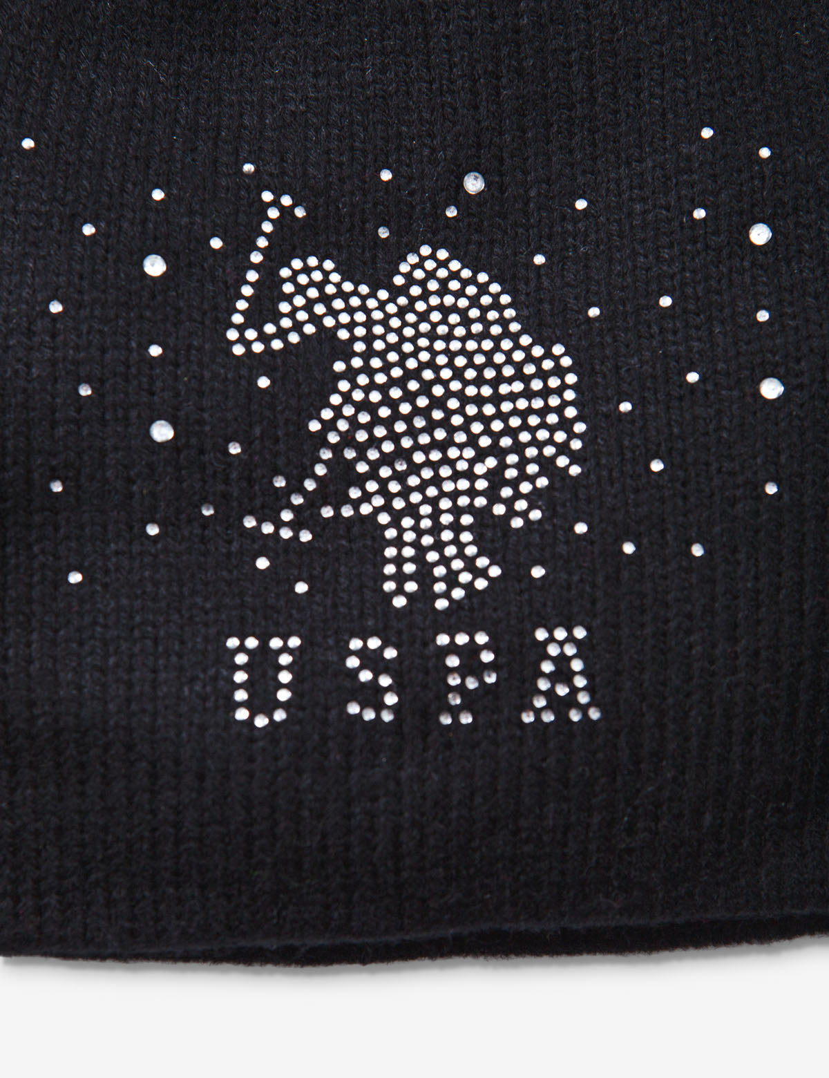 Rhinestone Beanie with Faux Fur Pom Pom | Winter Hat