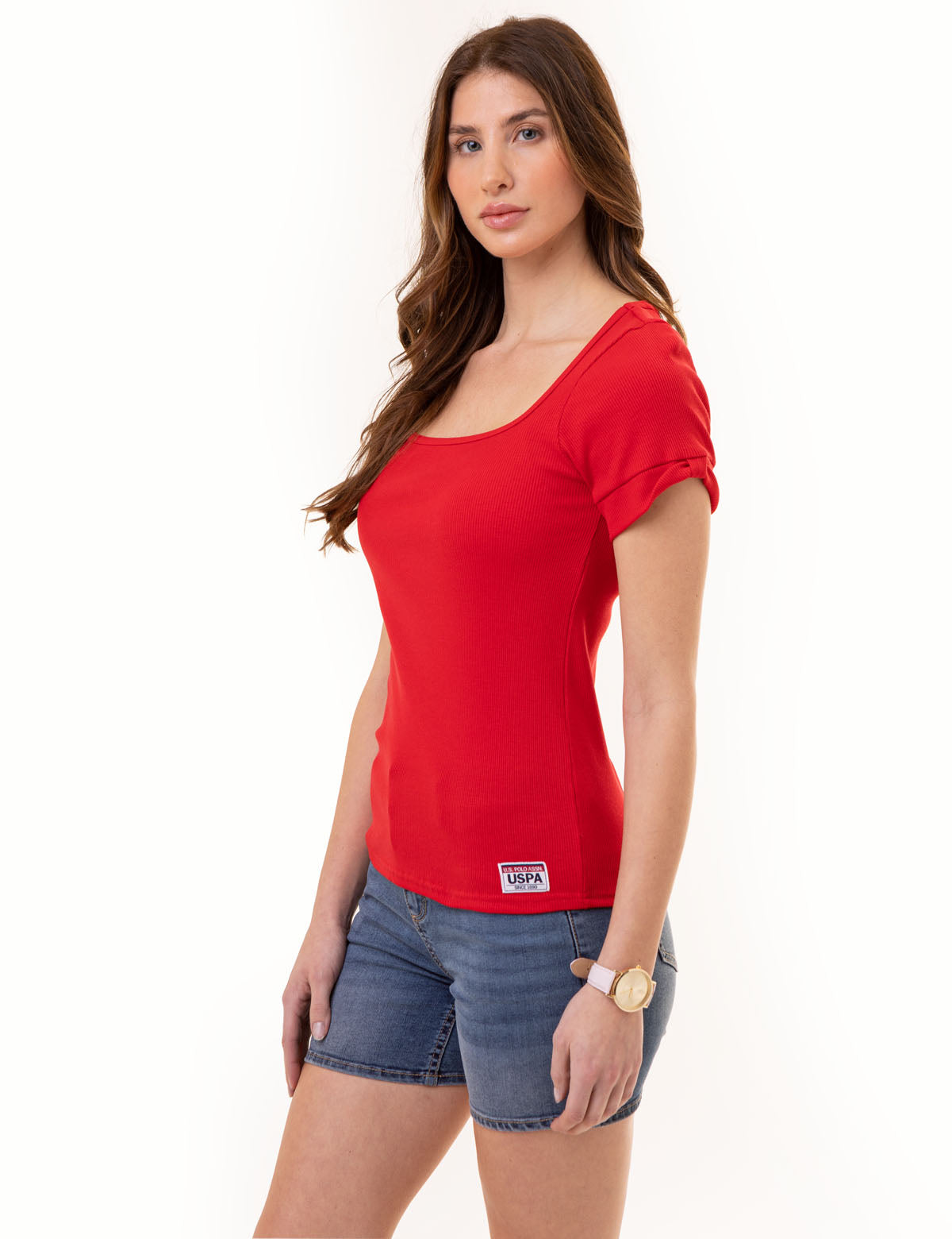 Ribbed Square Neck T-Shirt for Women | Soft & Stretchy Fit