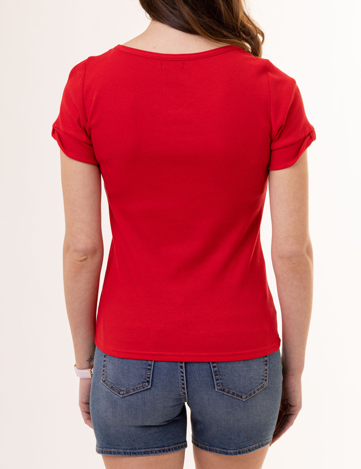 Ribbed Square Neck T-Shirt for Women | Soft & Stretchy Fit