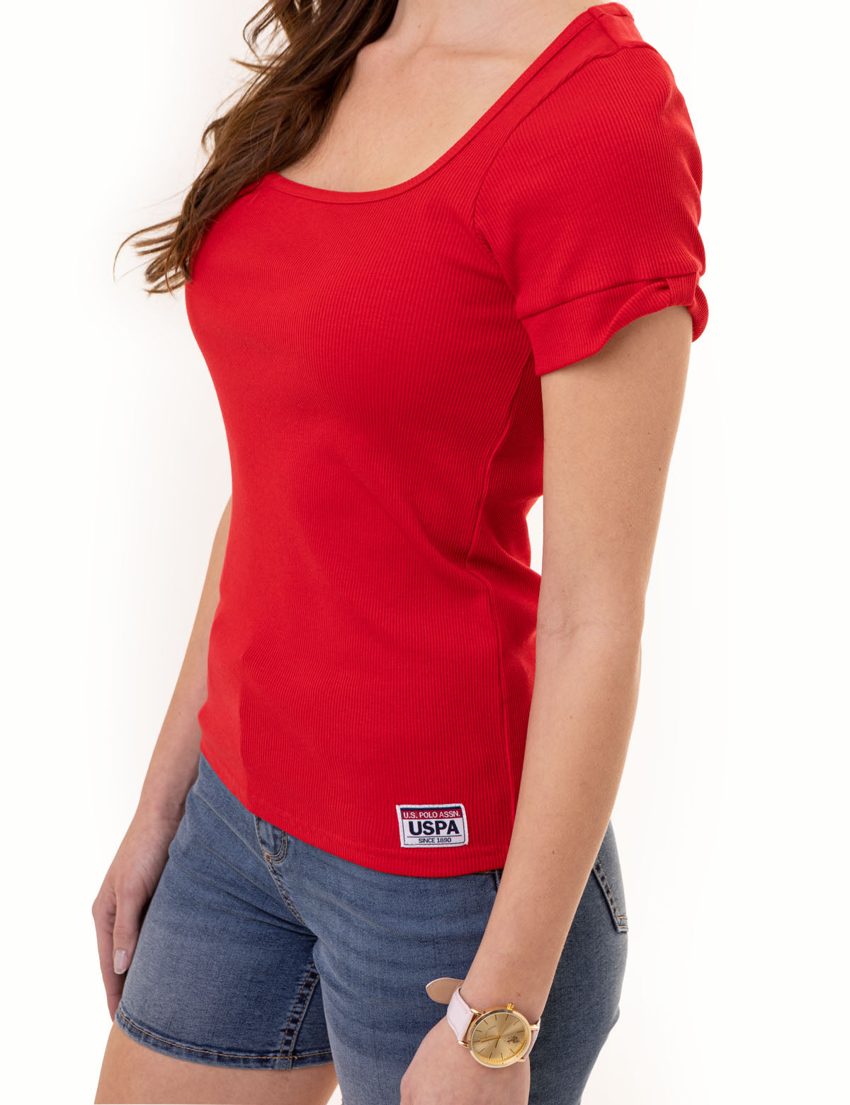 Ribbed Square Neck T-Shirt for Women | Soft & Stretchy Fit