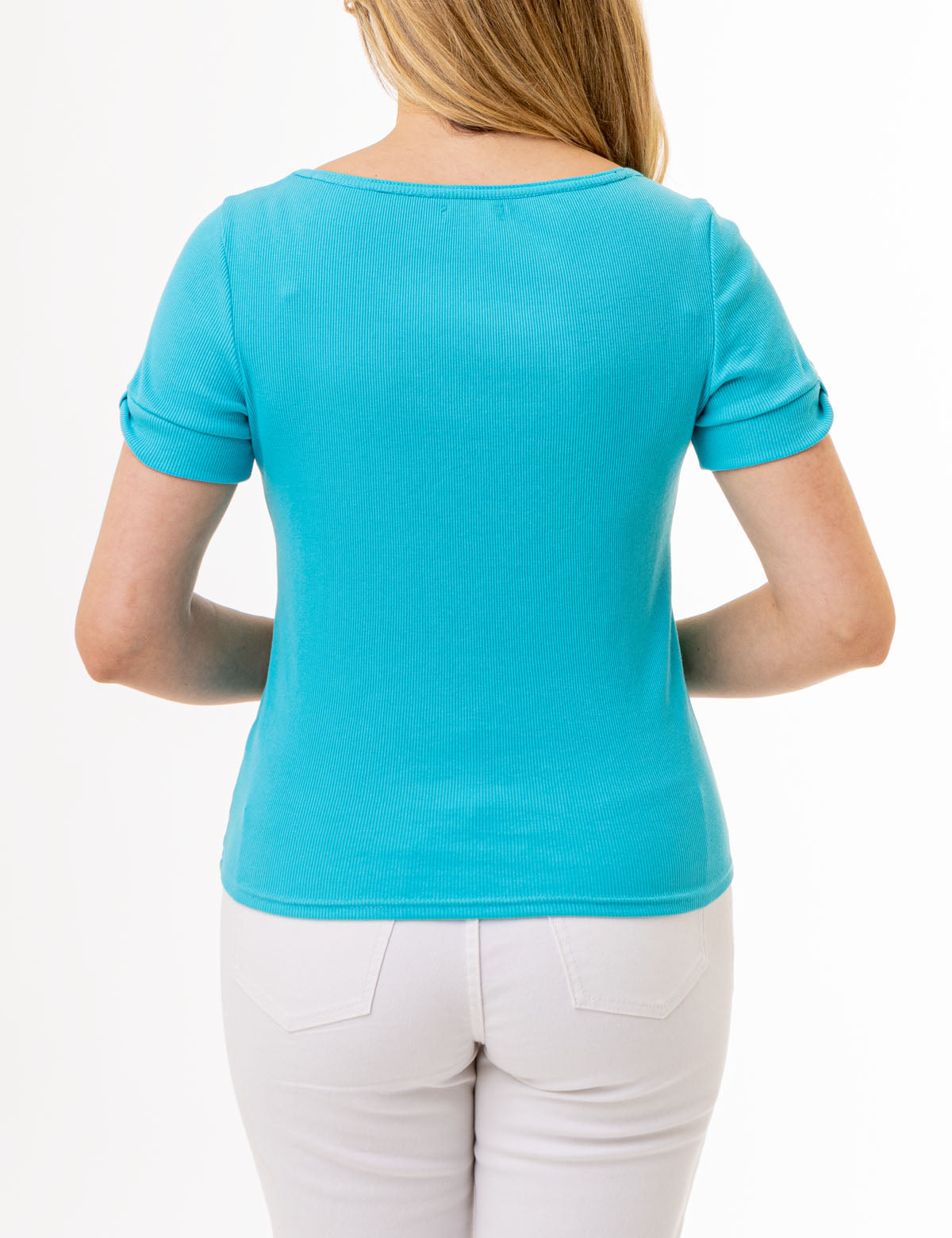 Ribbed Square Neck T-Shirt for Women | Soft & Stretchy Fit