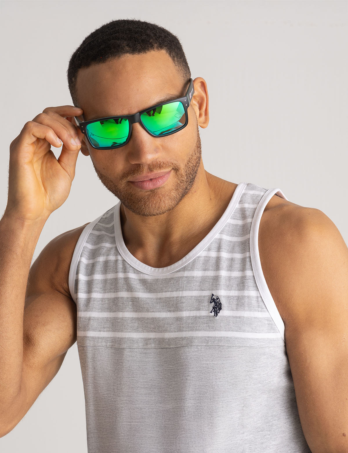 Men's Sport Sunglasses with Flag Design & UV Protection | Rectangular Frame