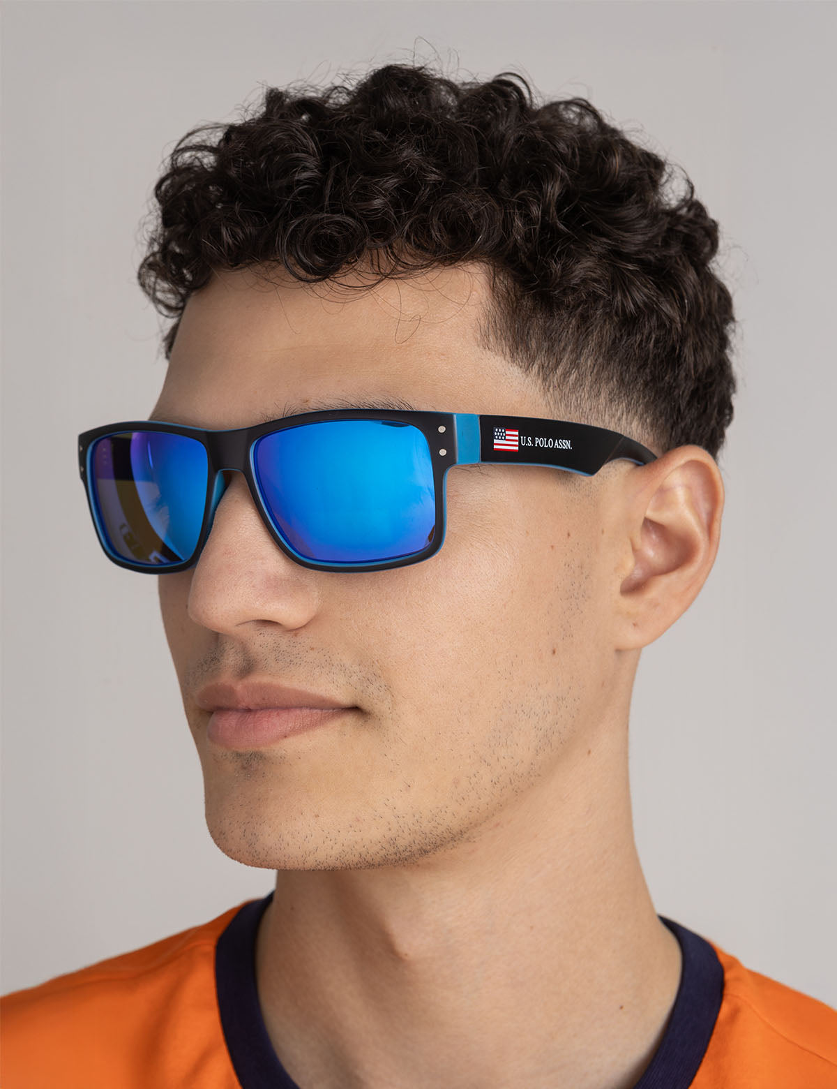 Men's Sport Sunglasses with Flag Design & UV Protection | Rectangular Frame