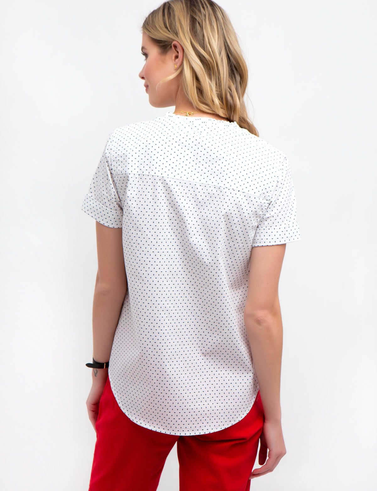 Ruffle Popover Short Sleeve Shirt in Cotton Spandex | U.S. Polo Assn.