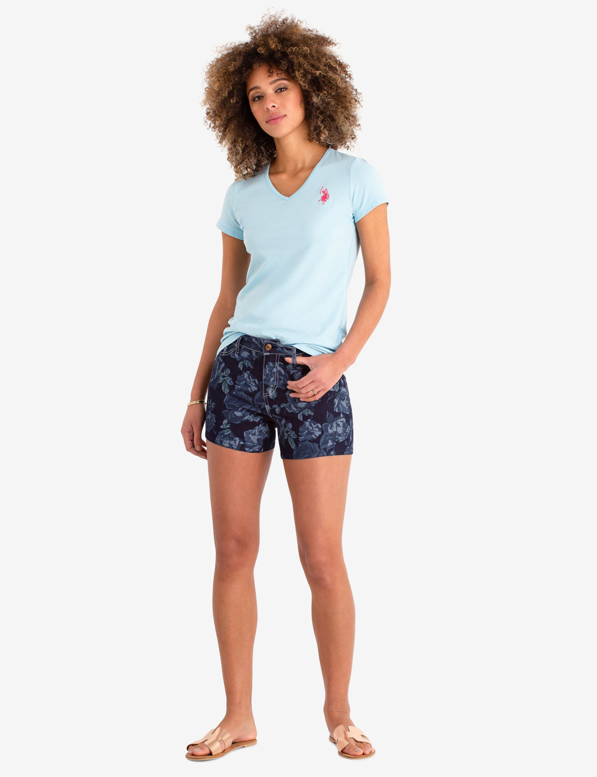 Scallop V-Neck Cotton T-Shirt for Women | Classic Casual Tee