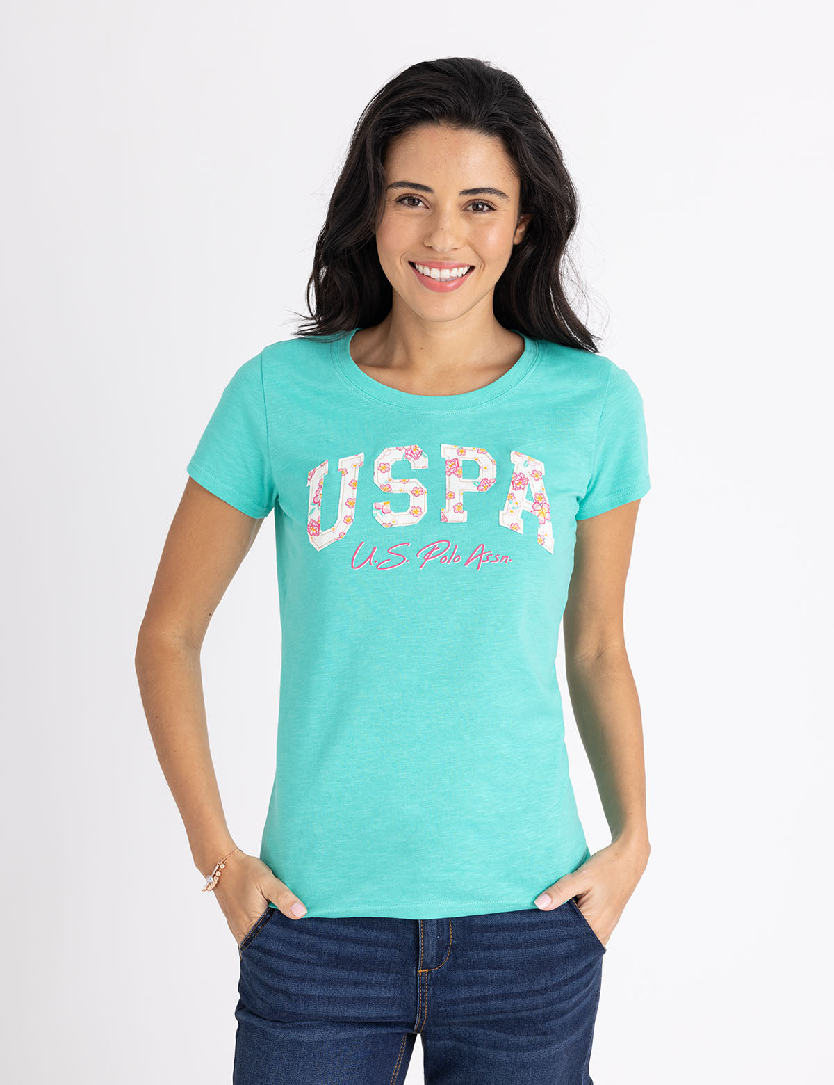 Floral Graphic Scoop Neck T-Shirt for Casual Wear | USPA