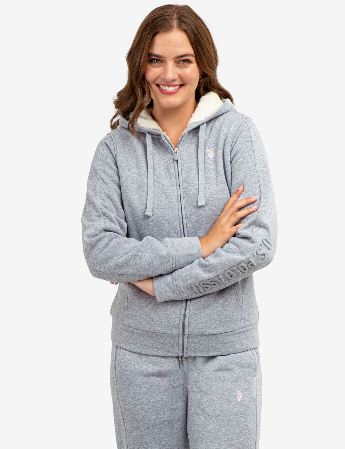 Sherpa Lined Embossed Hoodie | Cozy Winter Pullover