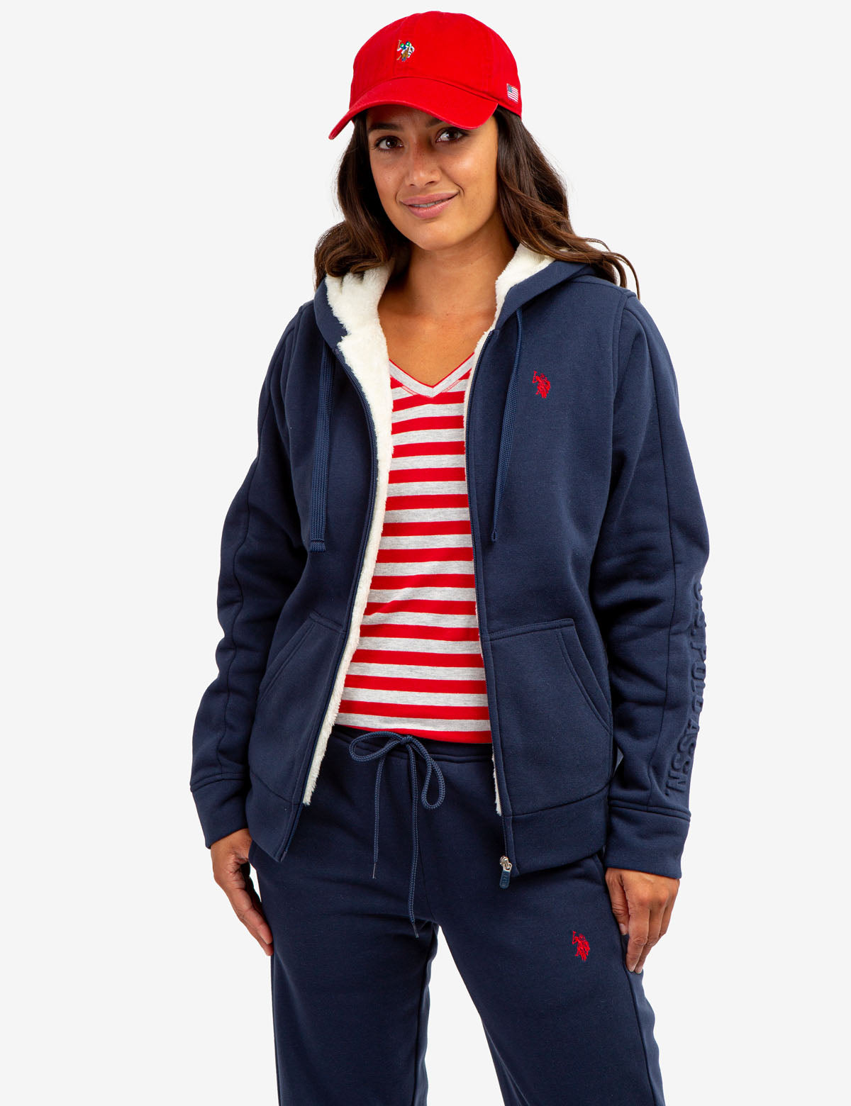Sherpa Lined Embossed Hoodie | Cozy Winter Pullover
