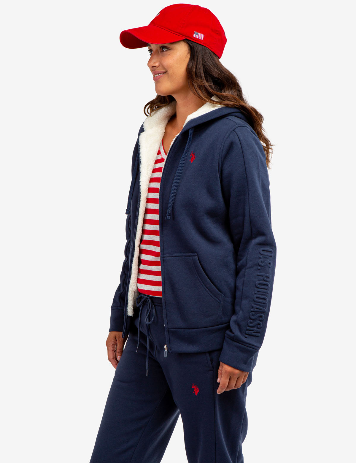 Sherpa Lined Embossed Hoodie | Cozy Winter Pullover