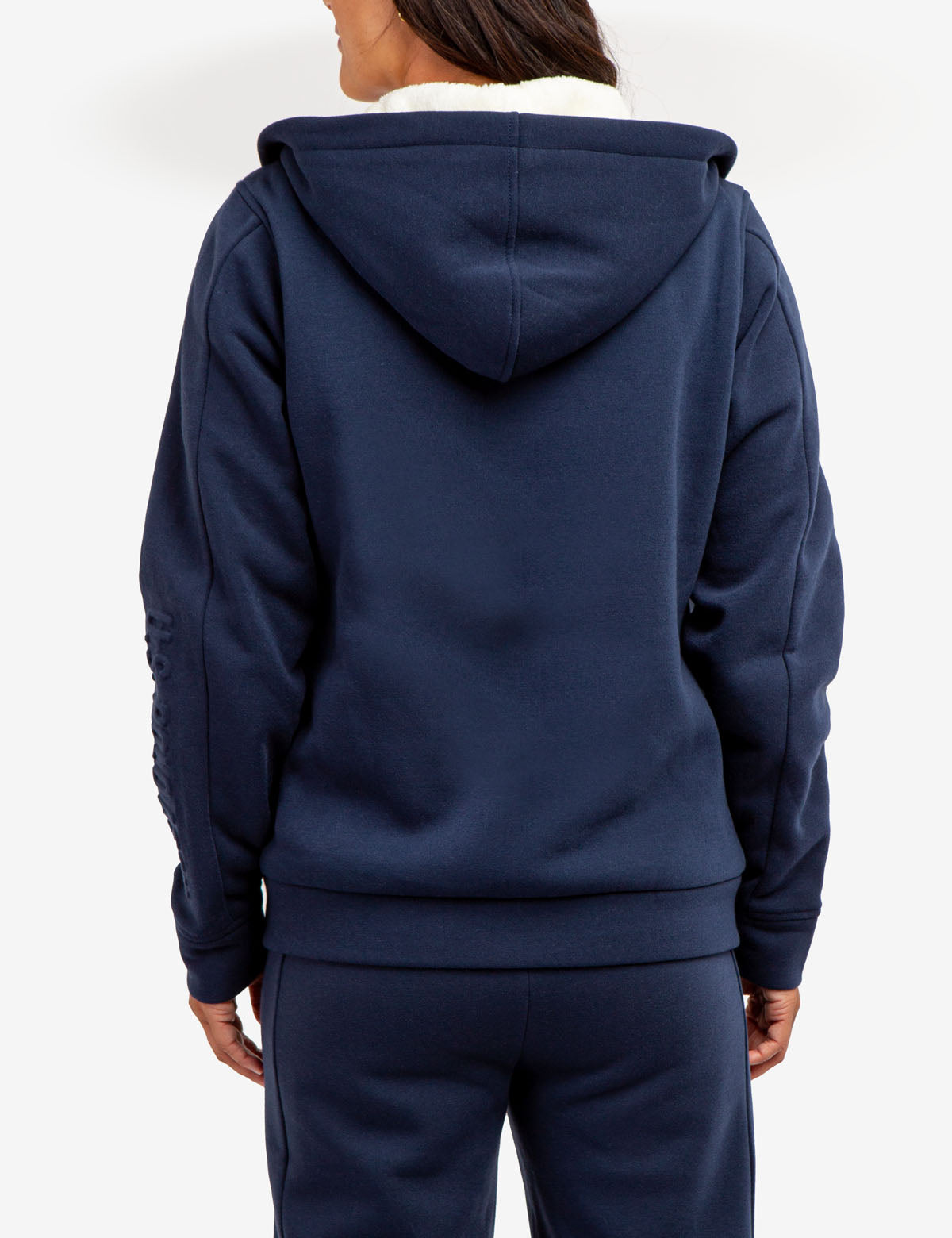 Sherpa Lined Embossed Hoodie | Cozy Winter Pullover