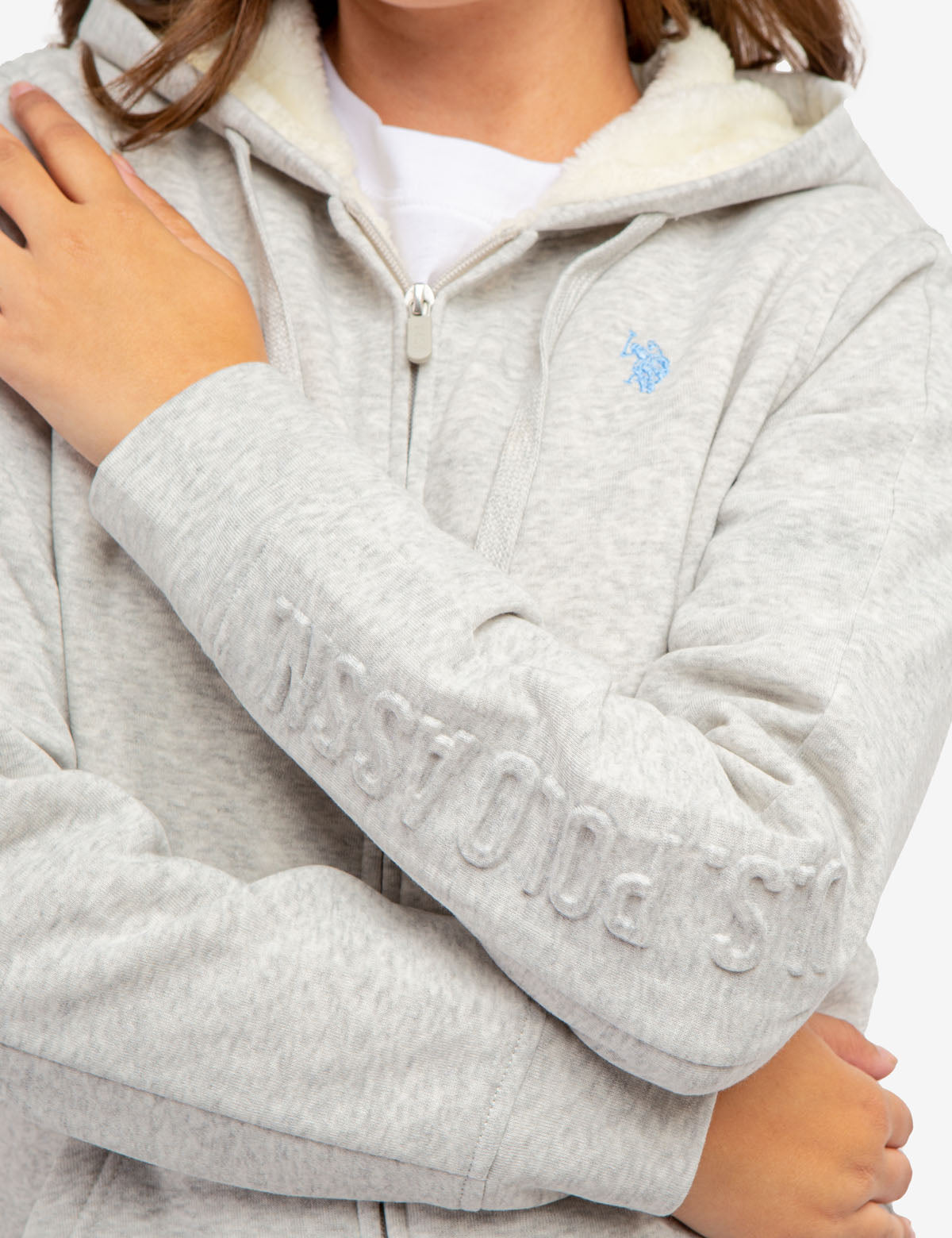 Sherpa Lined Embossed Hoodie | Cozy Winter Pullover