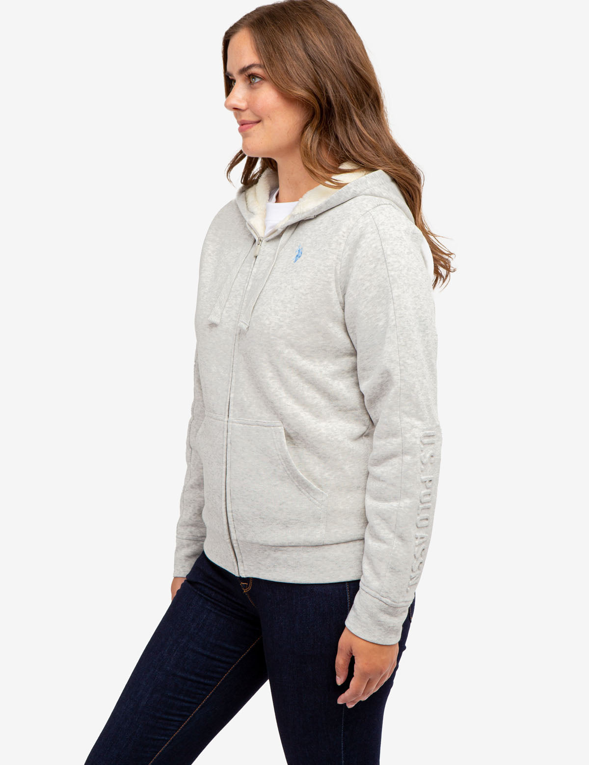 Sherpa Lined Embossed Hoodie | Cozy Winter Pullover