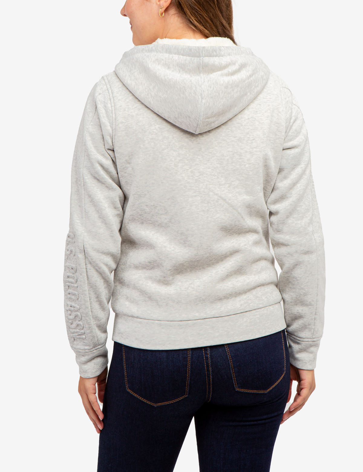 Sherpa Lined Embossed Hoodie | Cozy Winter Pullover