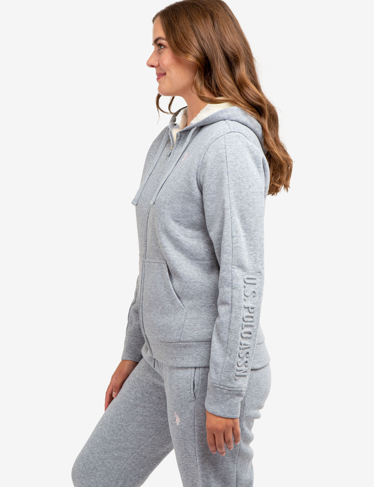 Sherpa Lined Embossed Hoodie | Cozy Winter Pullover