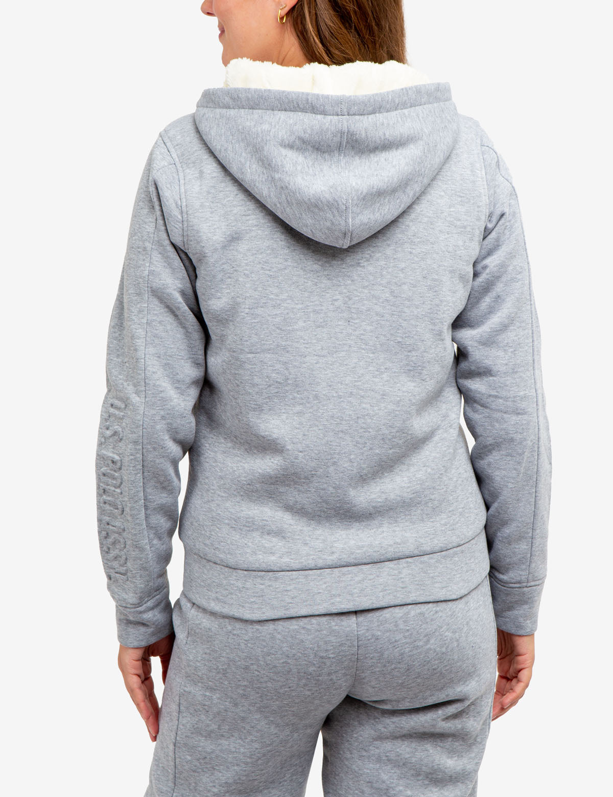 Sherpa Lined Embossed Hoodie | Cozy Winter Pullover