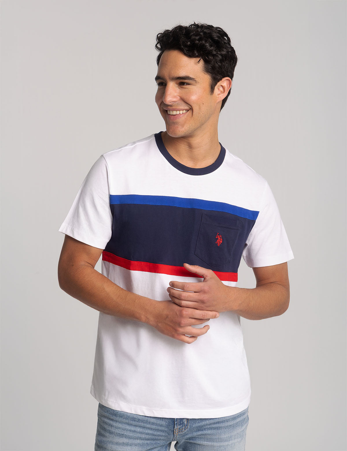 Color Block Ringer Pocket T-Shirt | Crew Neck Tee