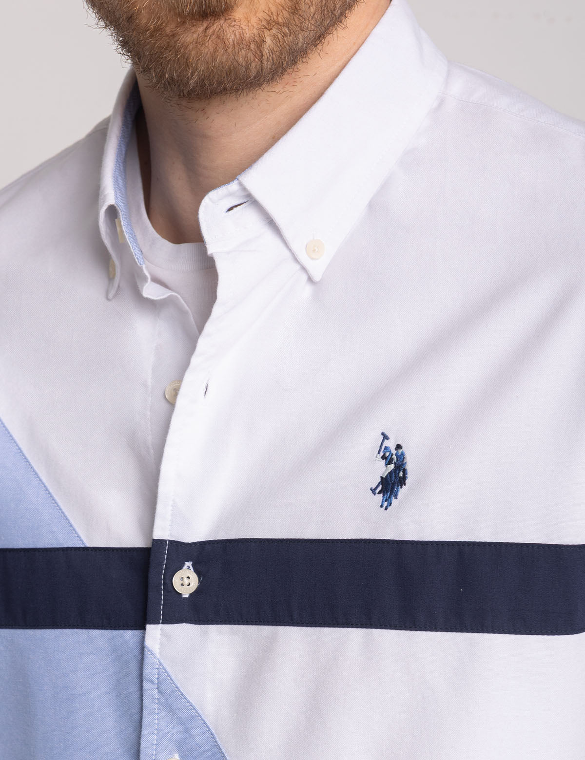 Short Sleeve Diagonal Oxford Shirt for Men | Casual & Breathable