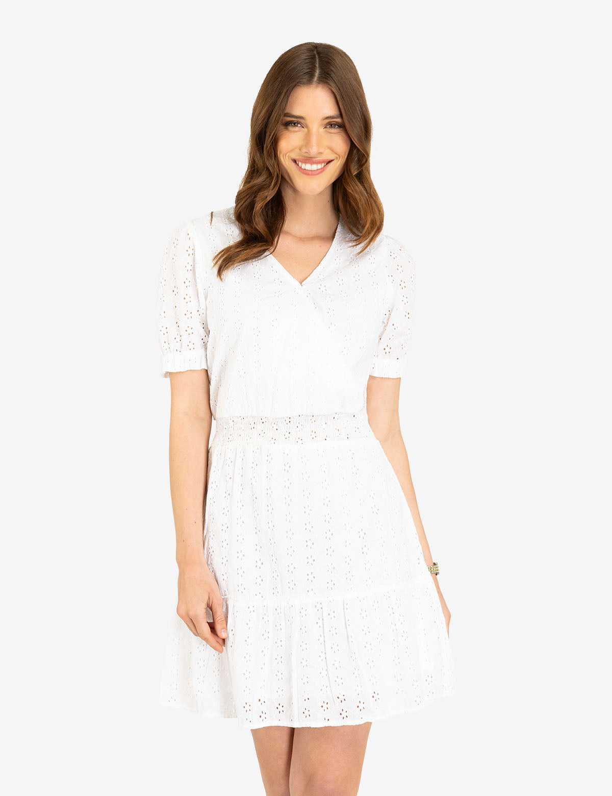 Eyelet Ruffle Short Sleeve Dress | Summer Boho Style