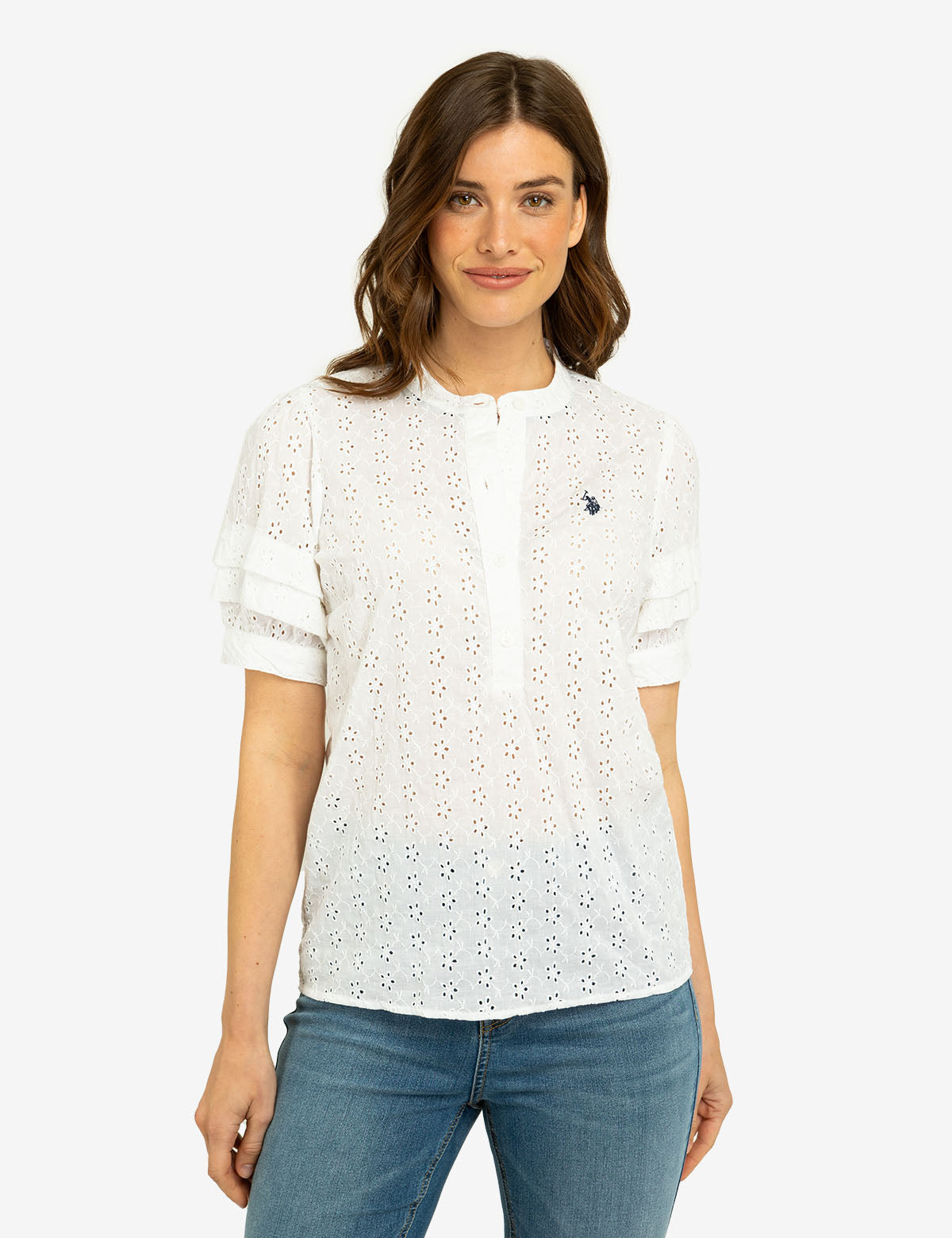 Short Sleeve Eyelet Top for Women | Breathable Summer Blouse