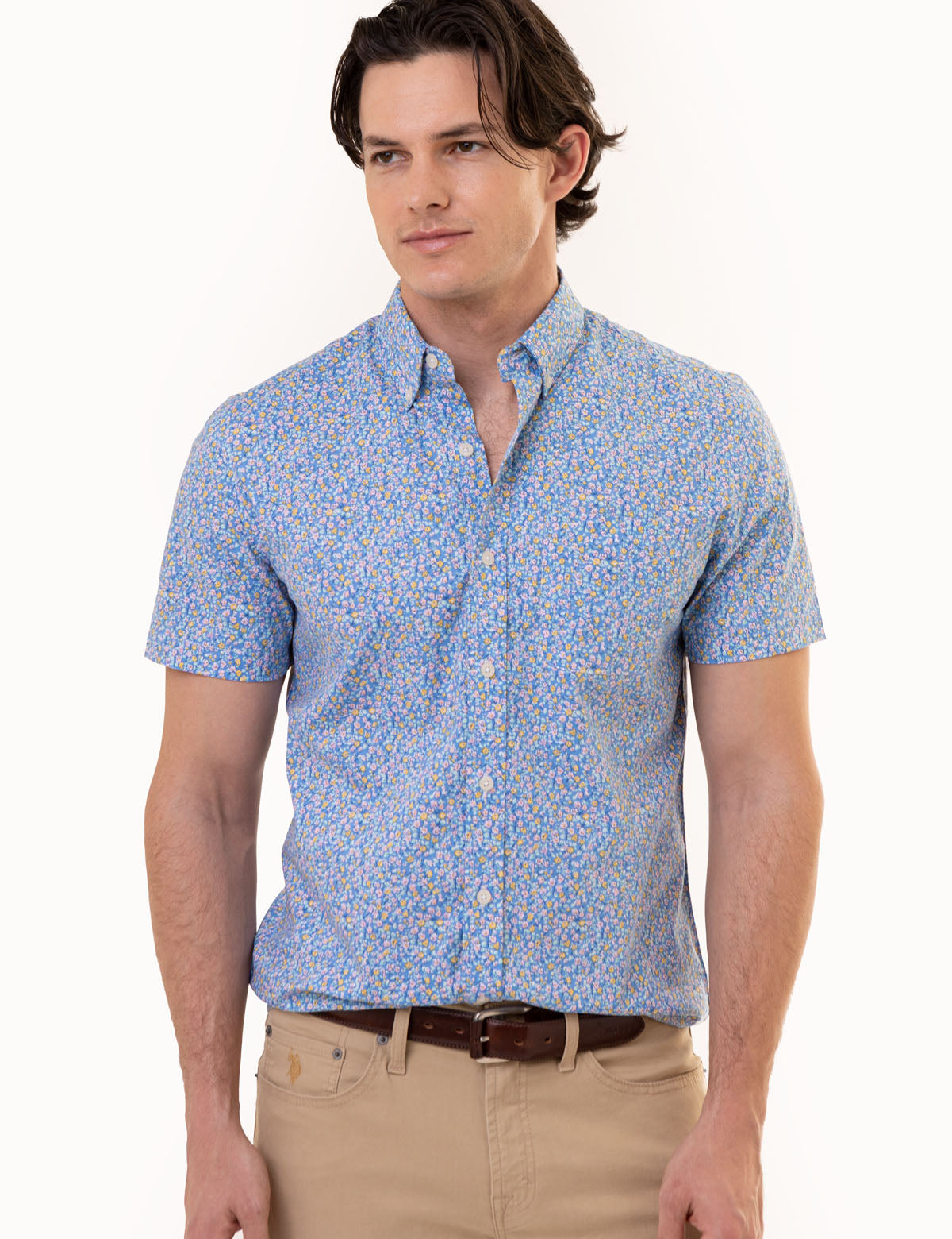 Floral Print Short Sleeve Shirt with Pocket | Casual Summer Top