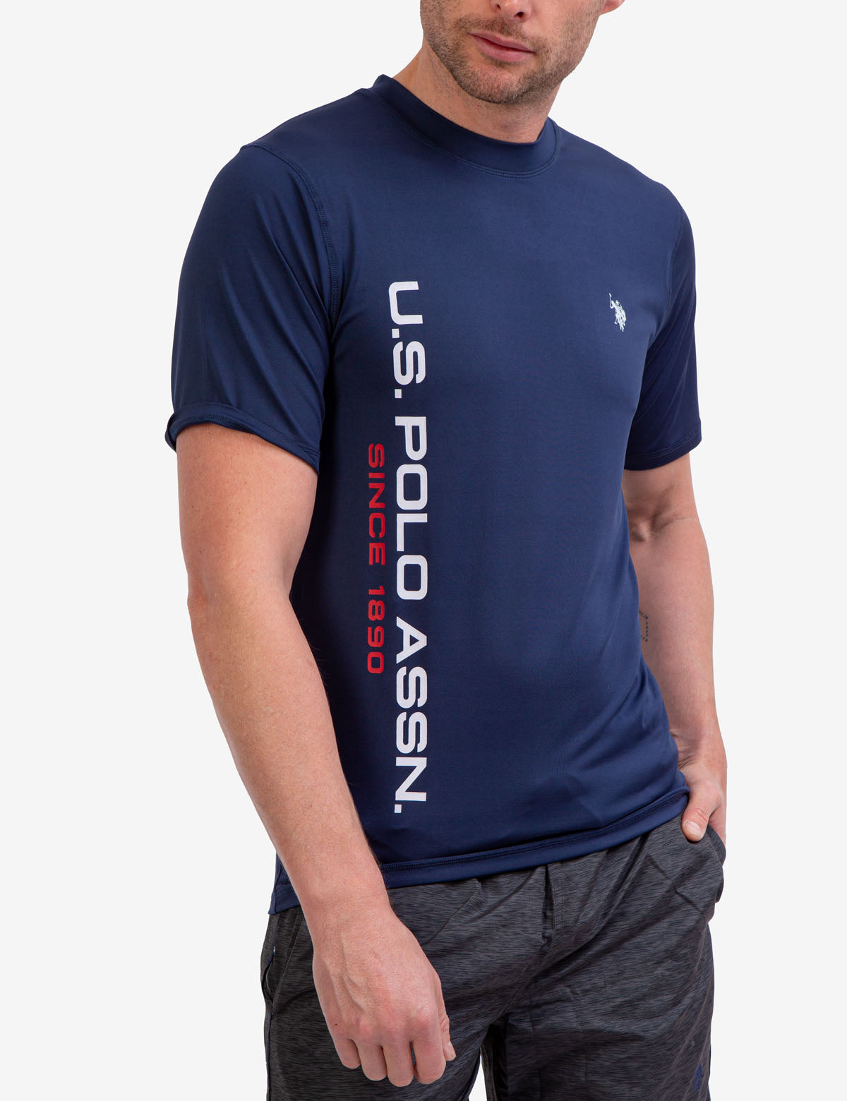 UV Protection Short Sleeve Shirt with Linear Logo | SunSafe Apparel