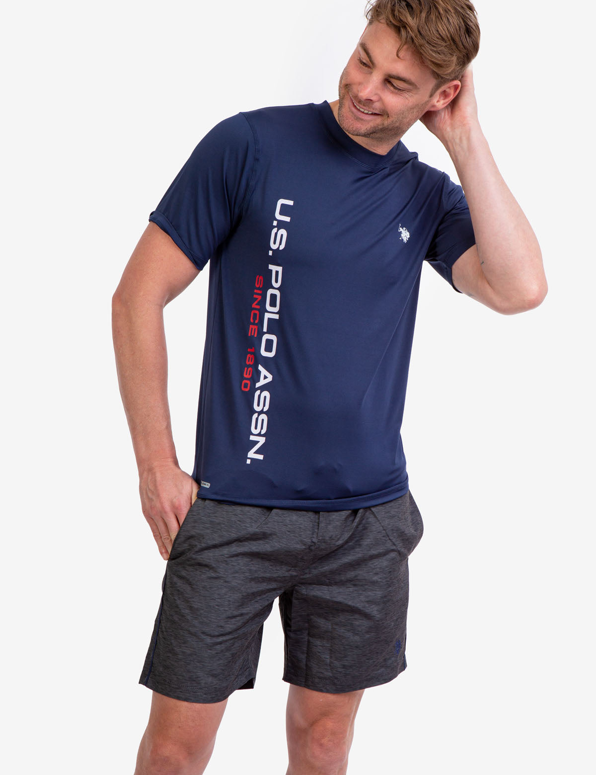 UV Protection Short Sleeve Shirt with Linear Logo | SunSafe Apparel