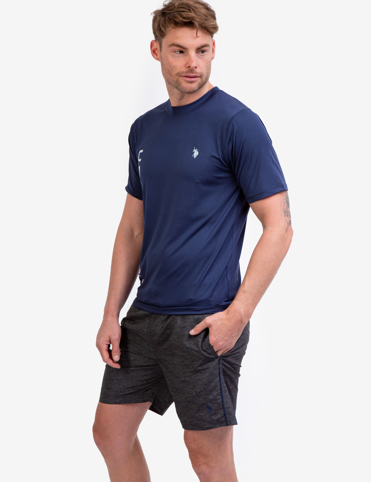 UV Protection Short Sleeve Shirt with Linear Logo | SunSafe Apparel