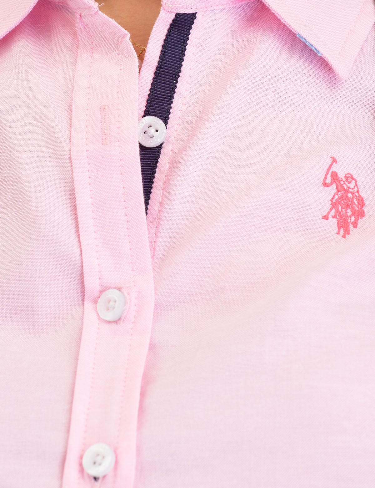 Short Sleeve Oxford Dress with Tie Waist & Button Placket