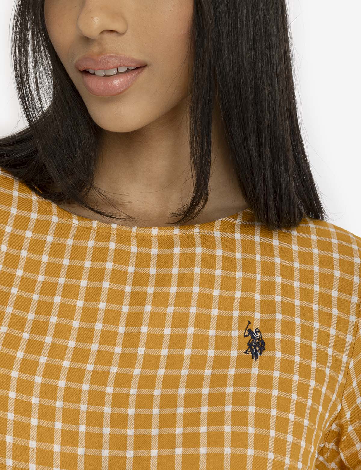 Peplum Grid Top | Short Sleeve Women's Blouse