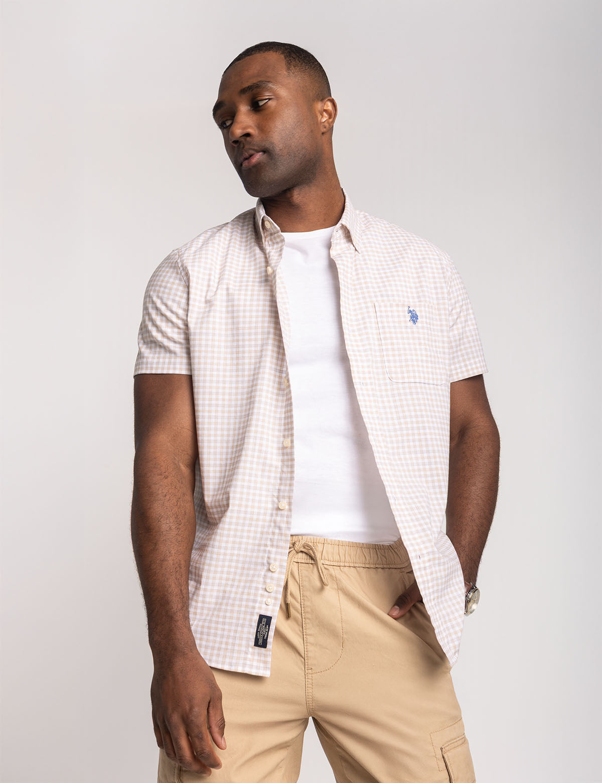 Short Sleeve Plaid Poplin Shirt with Pocket | Casual Men's Shirt