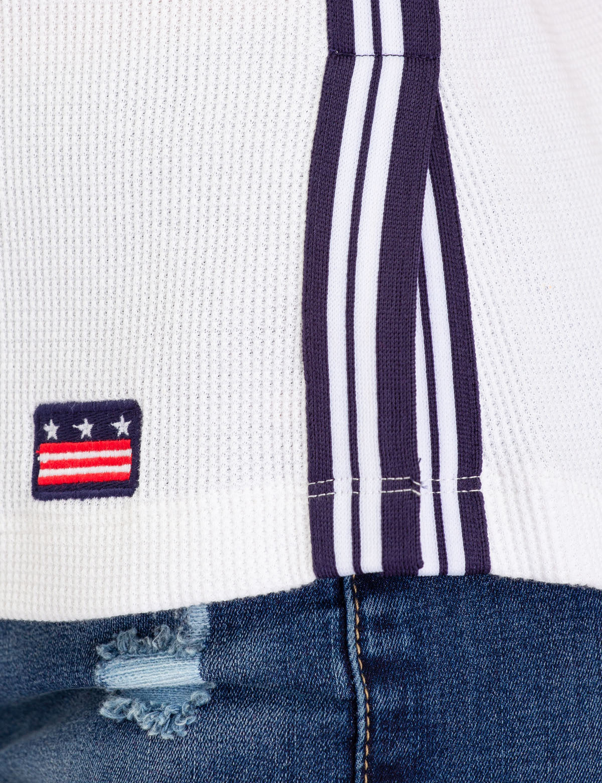 Short Sleeve Thermal Shirt with Pocket & Stripe Design | Scoop Neck