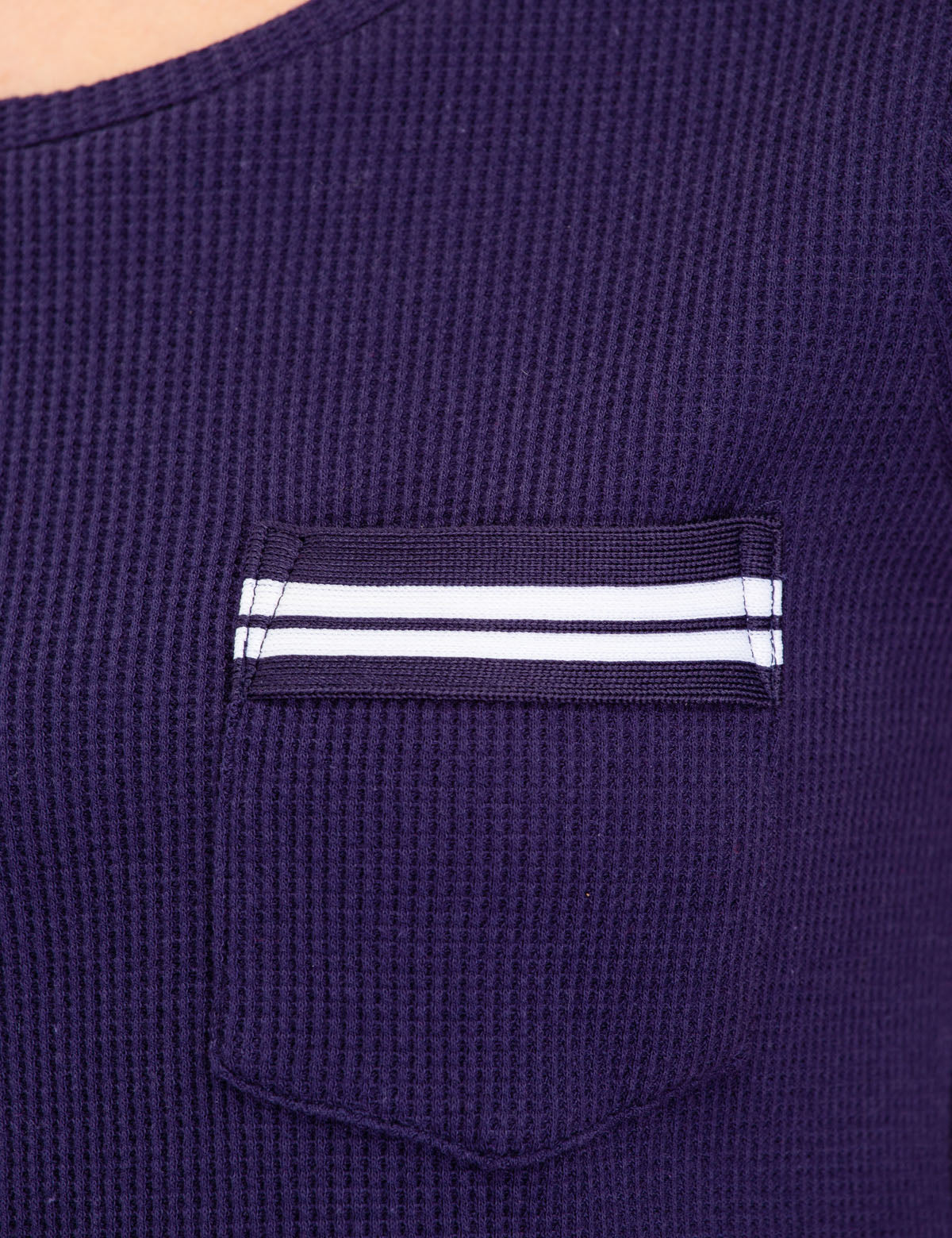 Short Sleeve Thermal Shirt with Pocket & Stripe Design | Scoop Neck
