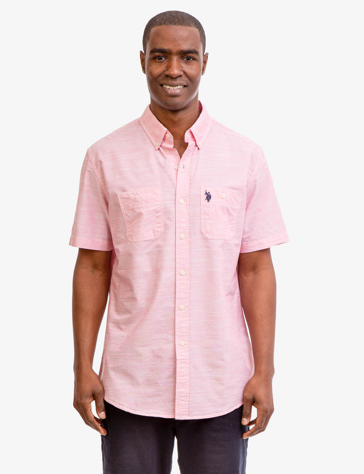 Men's Short Sleeve Cotton Shirt with Chest Pockets | USPA Classic Fit