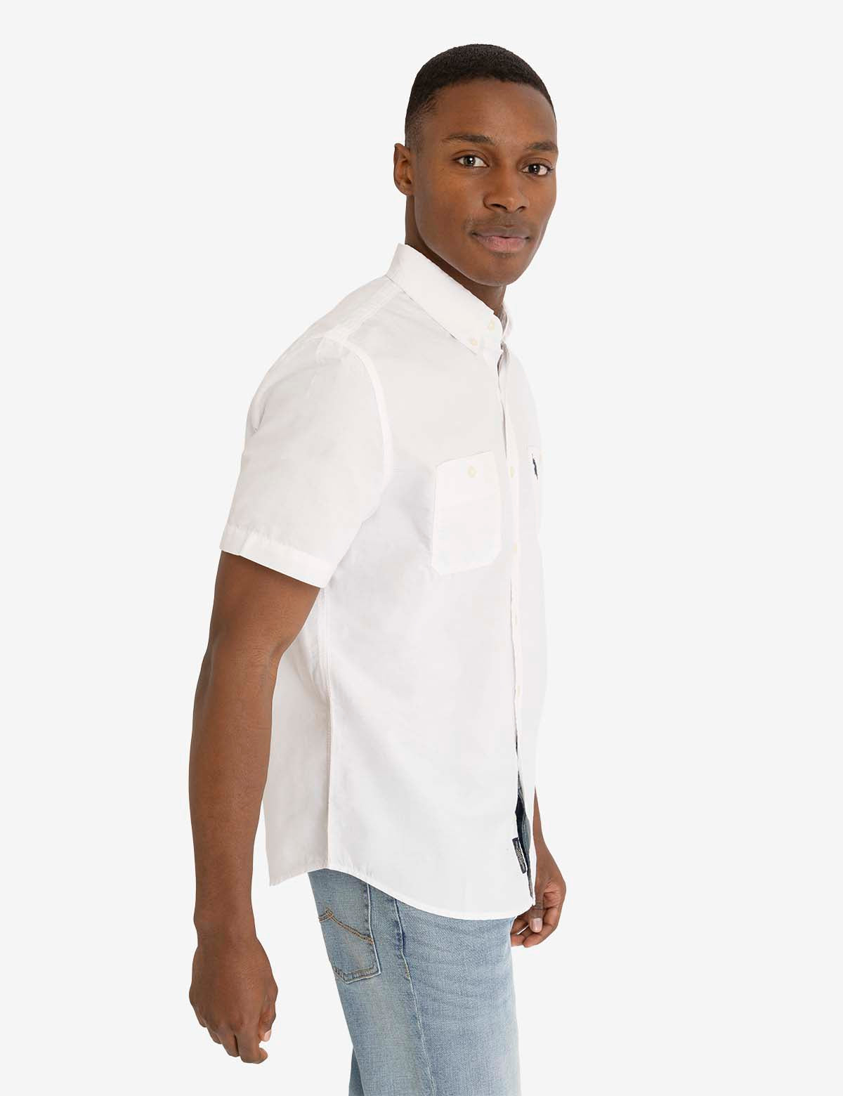 Men's Short Sleeve Cotton Shirt with Chest Pockets | USPA Classic Fit