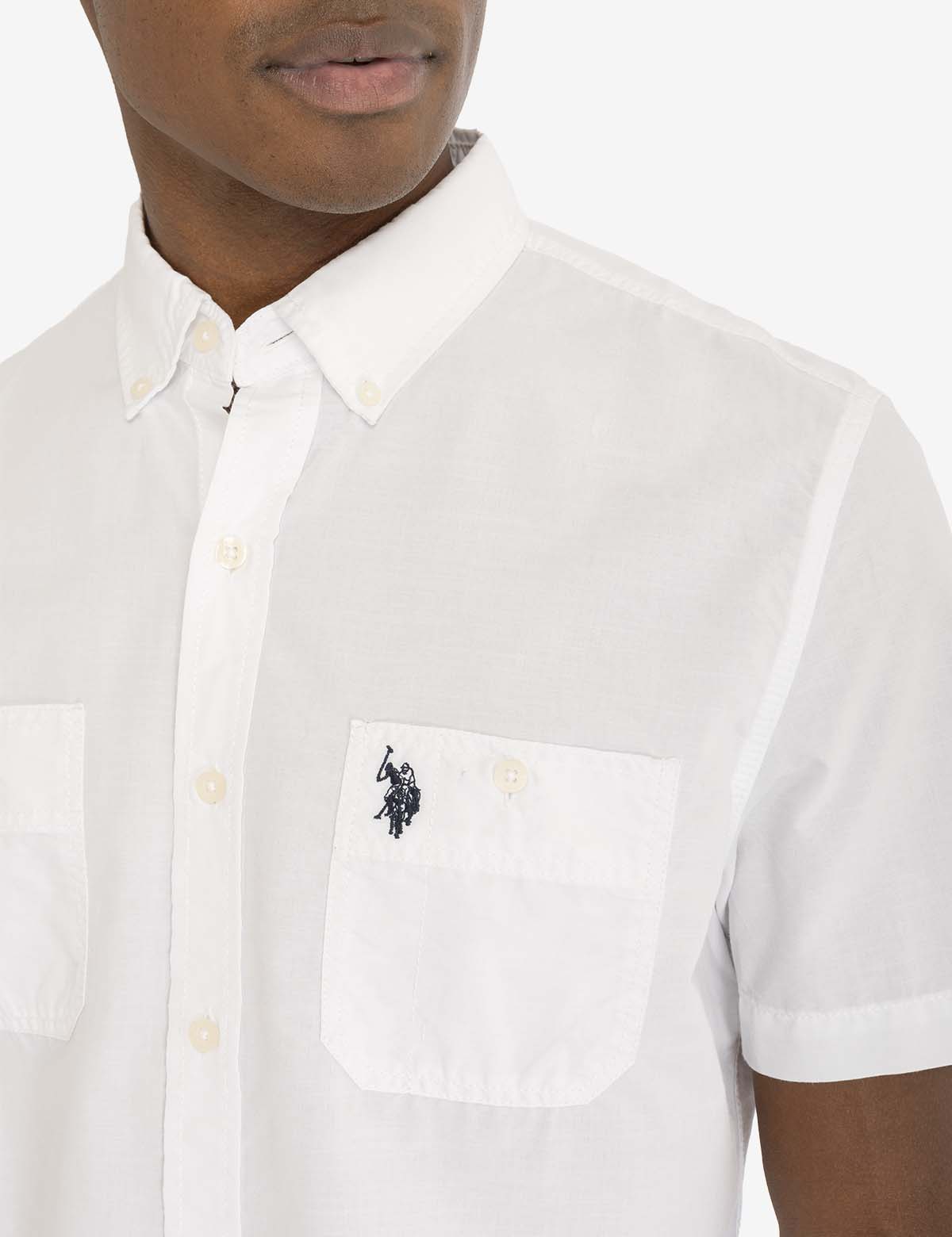 Men's Short Sleeve Cotton Shirt with Chest Pockets | USPA Classic Fit