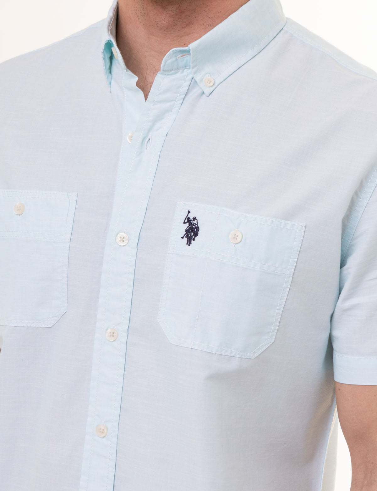 Men's Short Sleeve Cotton Shirt with Chest Pockets | USPA Classic Fit