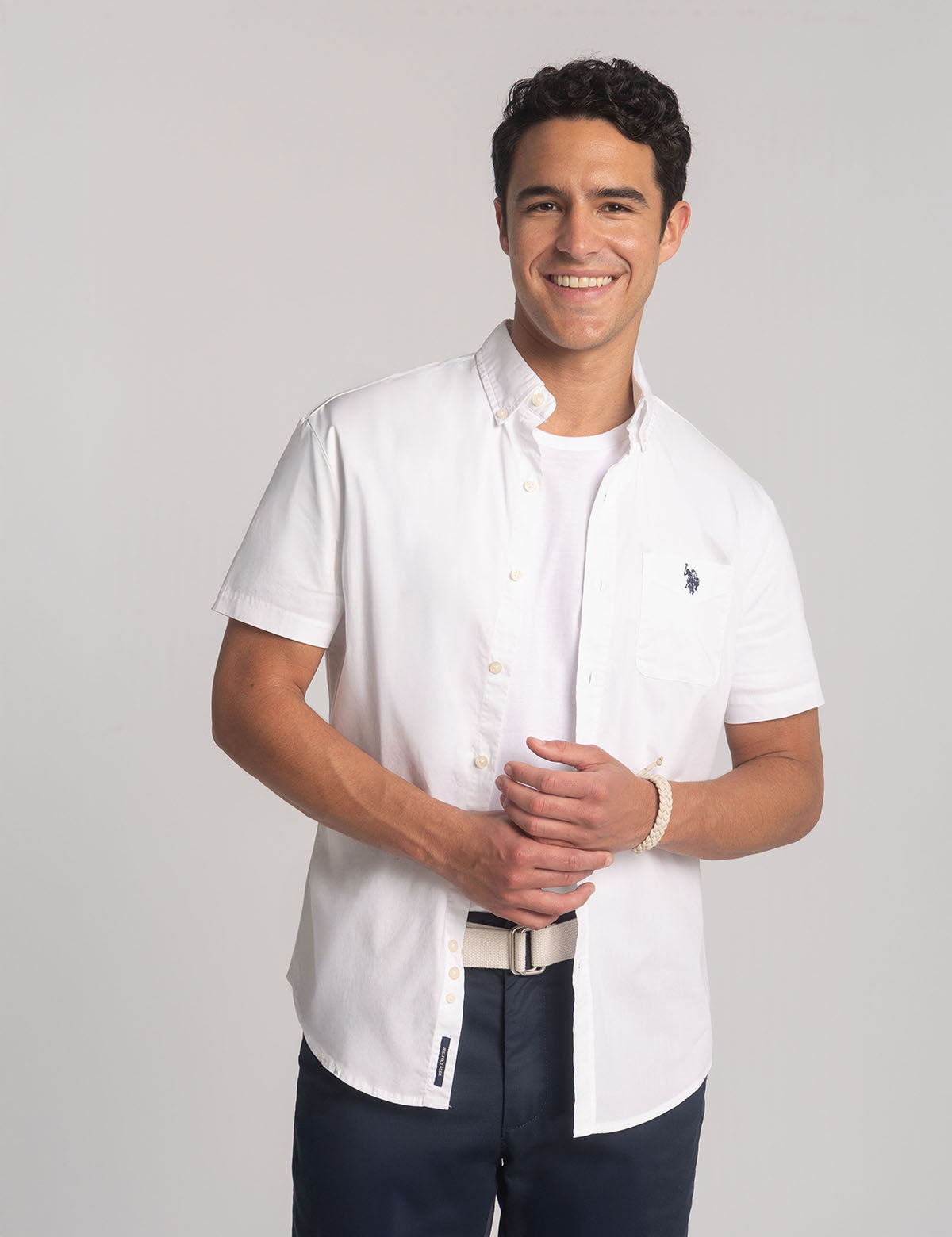 Men's Short Sleeve Stretch Poplin Shirt | U.S. Polo Assn.