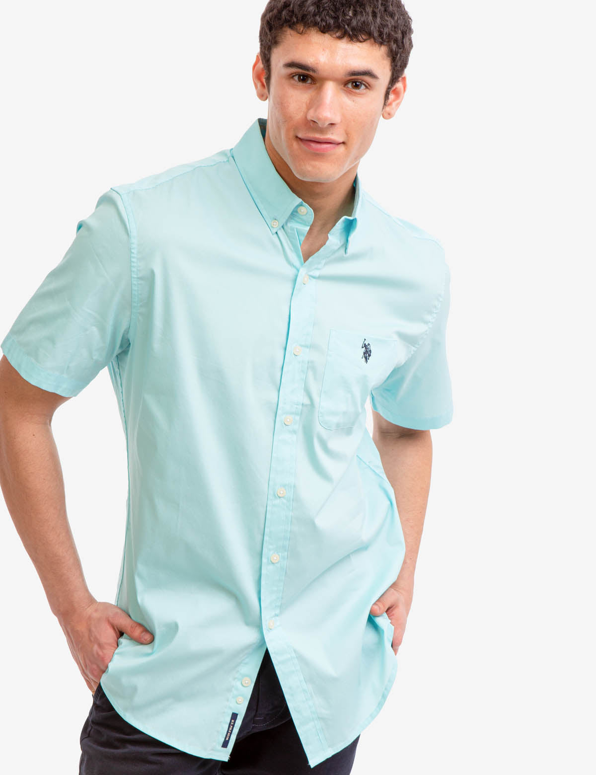 Men's Short Sleeve Stretch Poplin Shirt | U.S. Polo Assn.