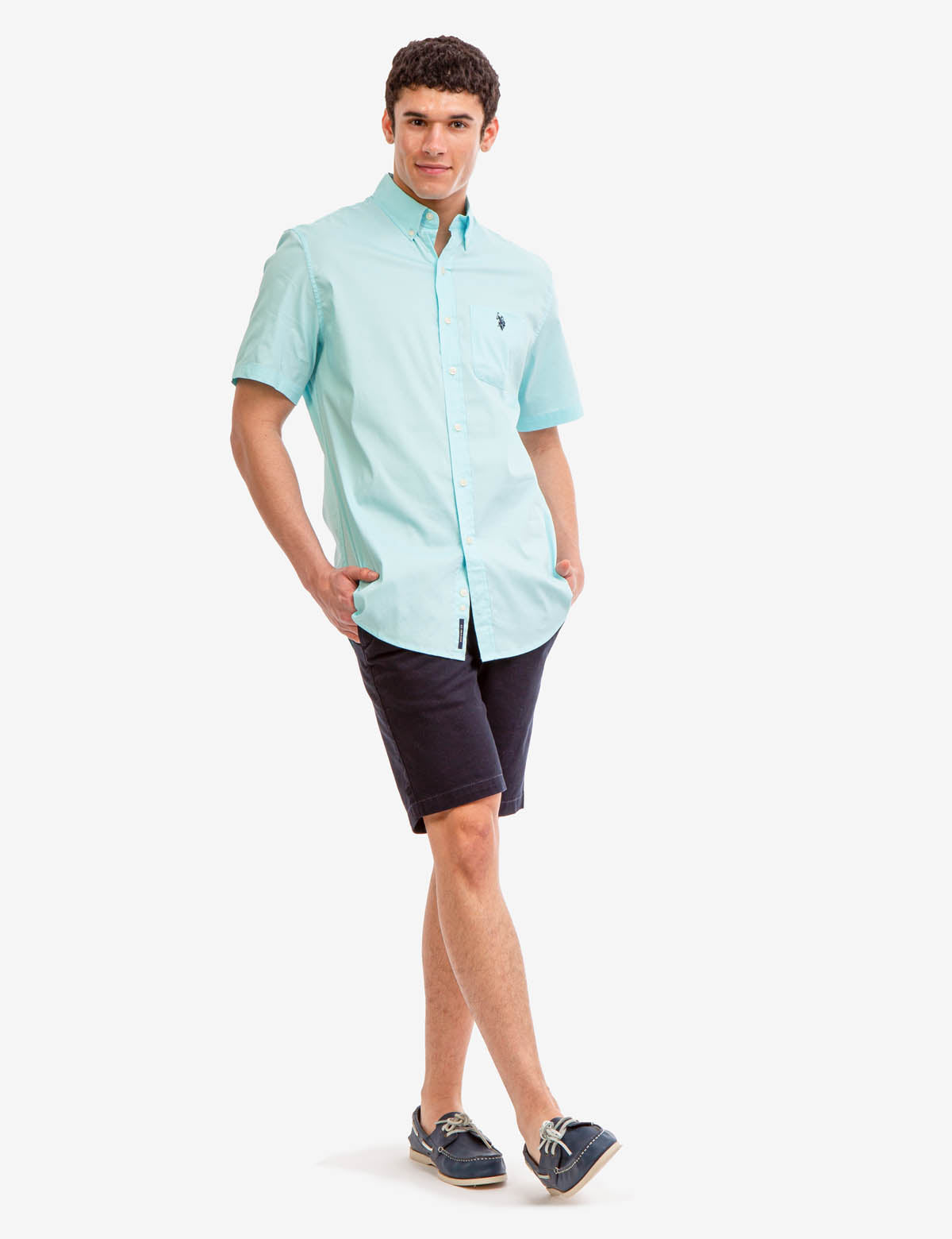 Men's Short Sleeve Stretch Poplin Shirt | U.S. Polo Assn.