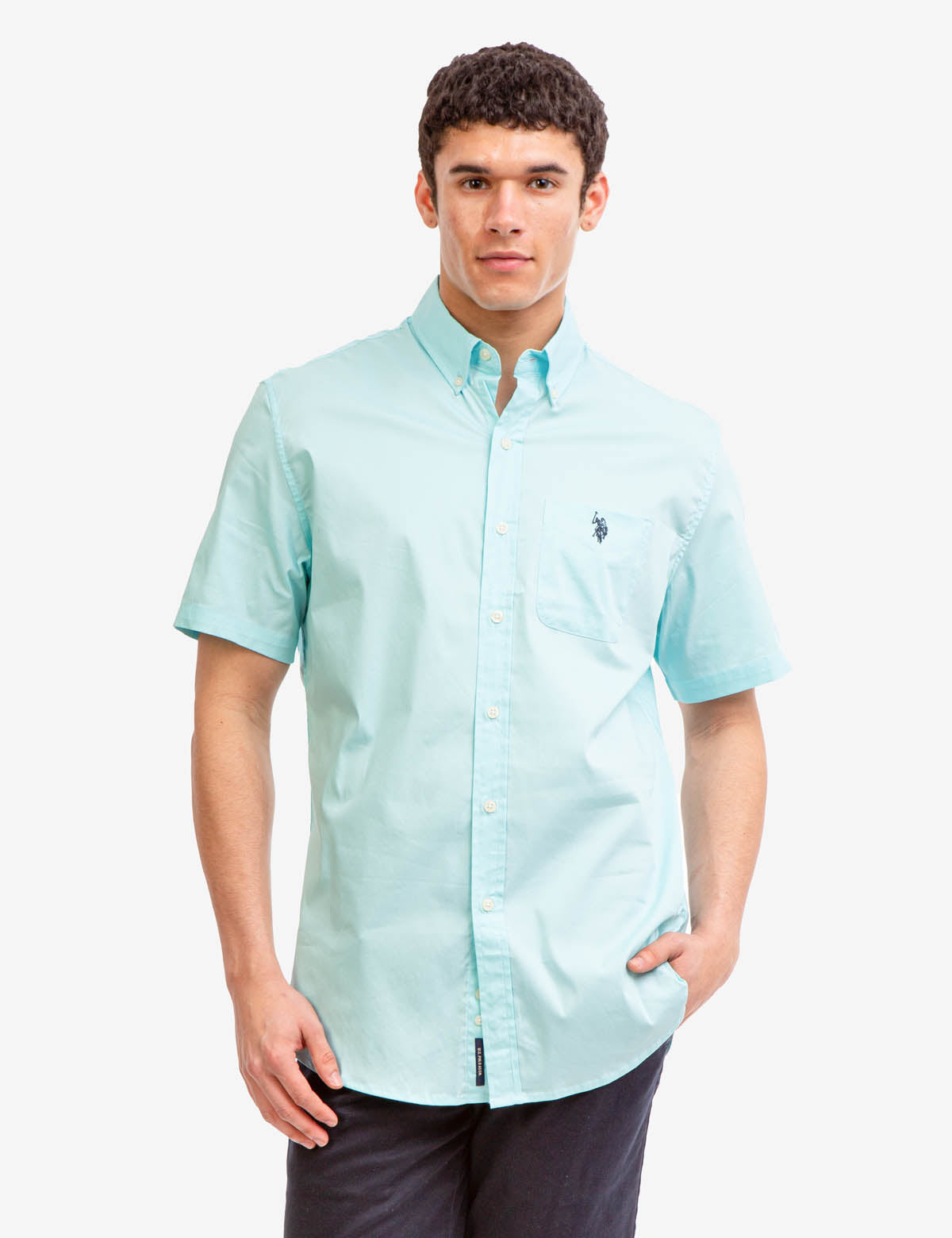 Men's Short Sleeve Stretch Poplin Shirt | U.S. Polo Assn.