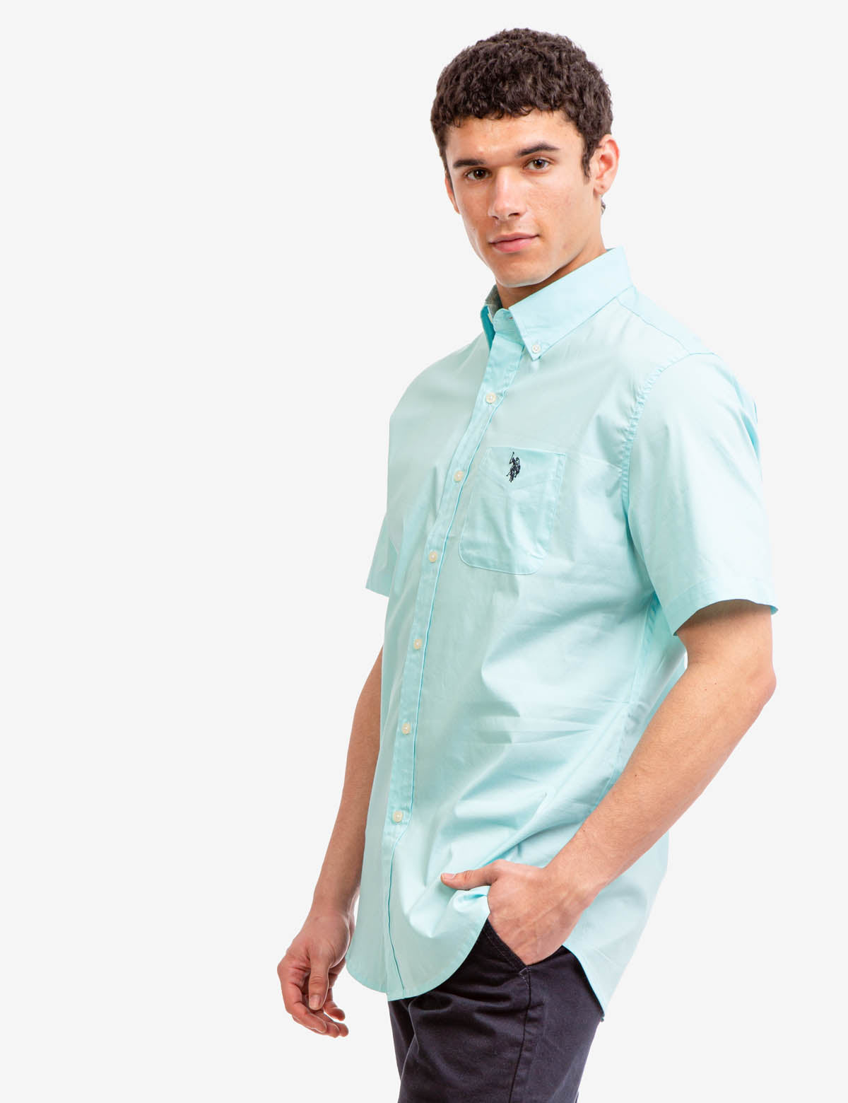 Men's Short Sleeve Stretch Poplin Shirt | U.S. Polo Assn.
