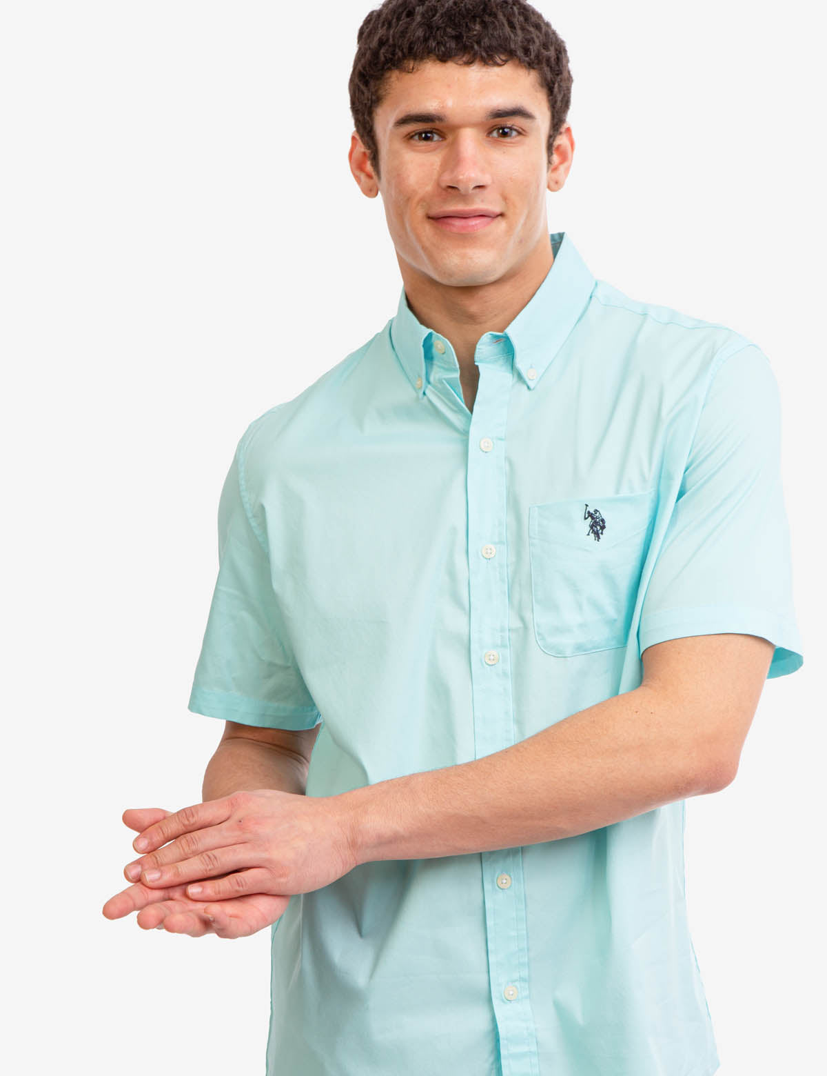 Men's Short Sleeve Stretch Poplin Shirt | U.S. Polo Assn.