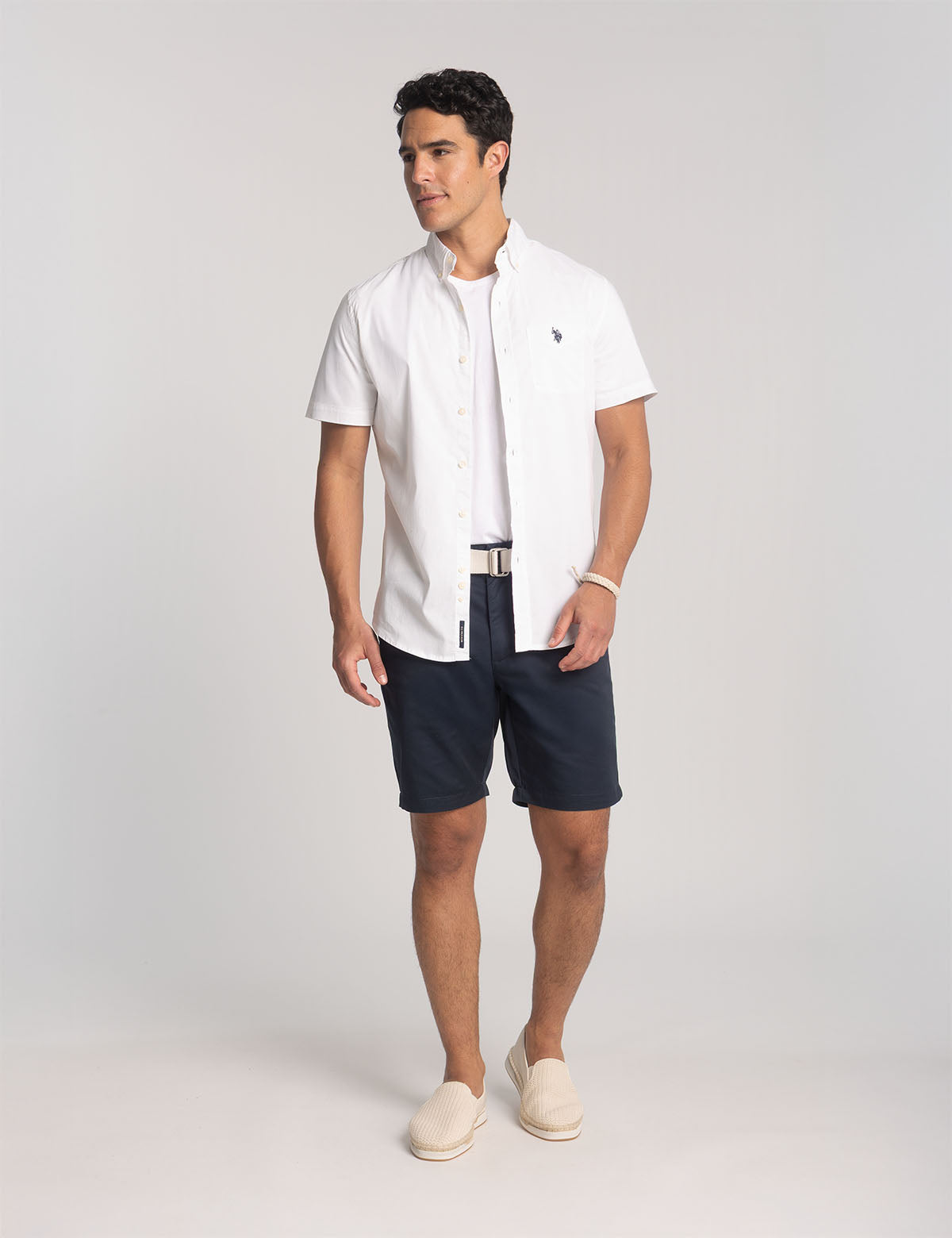 Men's Short Sleeve Stretch Poplin Shirt | U.S. Polo Assn.
