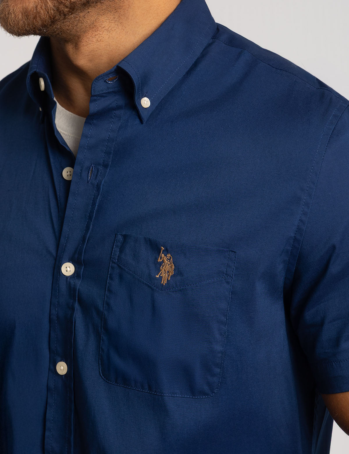 Men's Short Sleeve Stretch Poplin Shirt | U.S. Polo Assn.