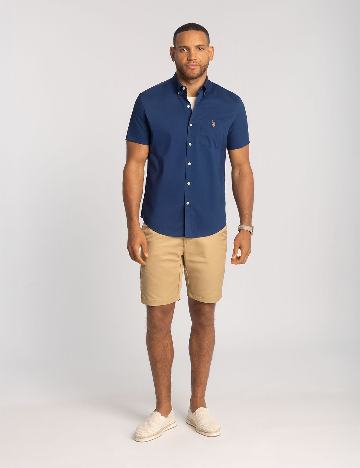 Men's Short Sleeve Stretch Poplin Shirt | U.S. Polo Assn.