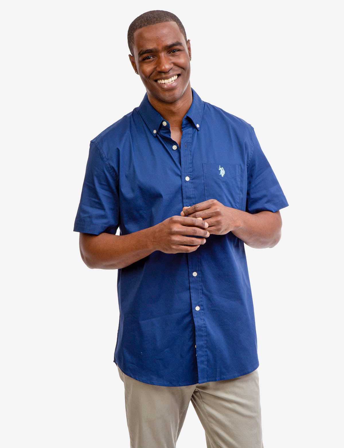 Men's Short Sleeve Stretch Poplin Shirt | U.S. Polo Assn.