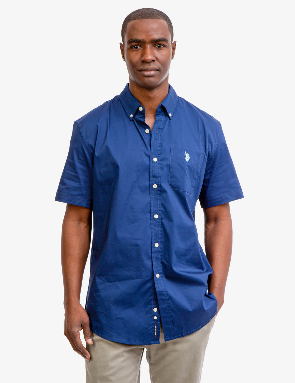 Men's Short Sleeve Stretch Poplin Shirt | U.S. Polo Assn.