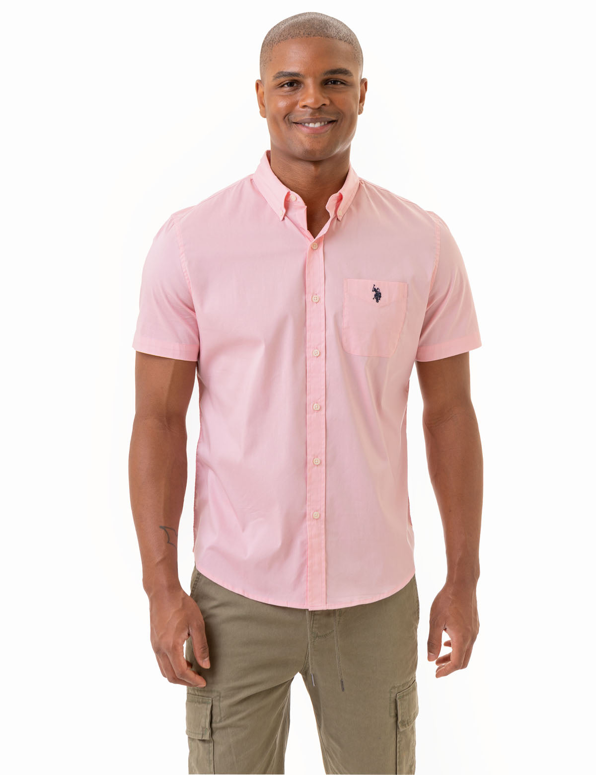 Men's Short Sleeve Stretch Poplin Shirt | U.S. Polo Assn.