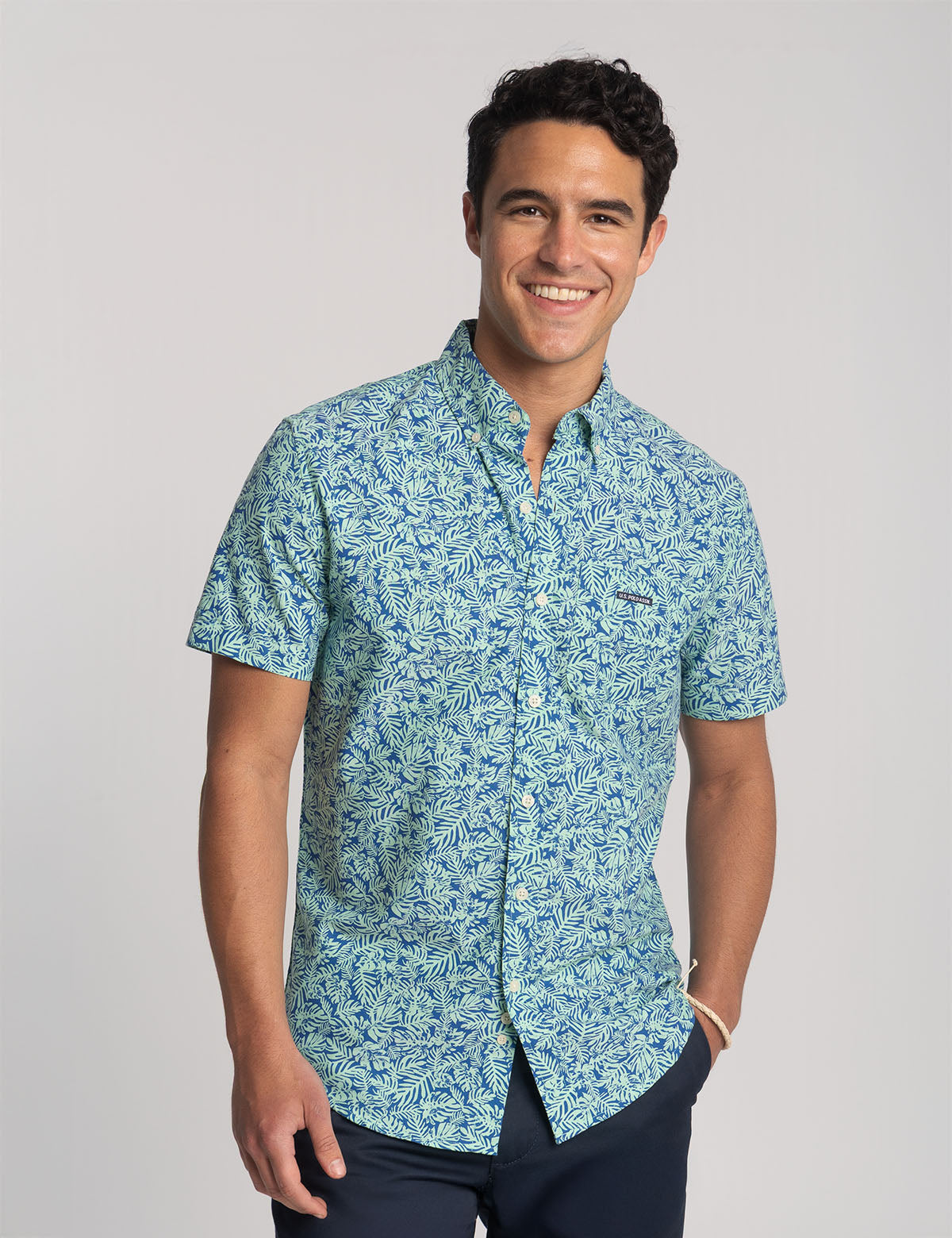 Tropical Print Oxford Shirt | Short Sleeve Casual Shirt