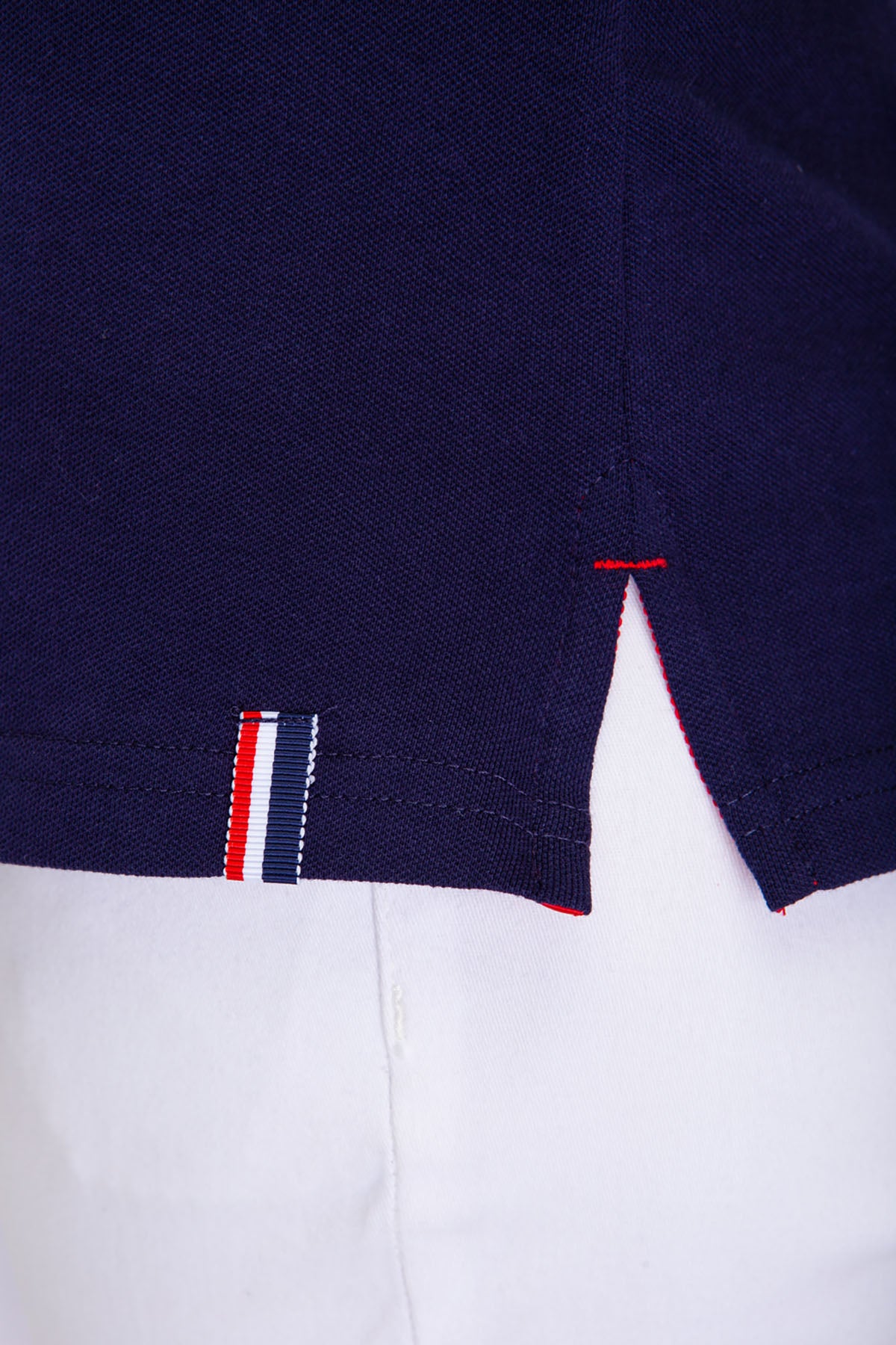 Striped Shoulder Polo Shirt with Vented Sides | Cotton Blend